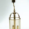 Vintage Hängelampe mit rauchfarbenem Glas und poliertem Messinggestell von Schröder & Co, 1970er