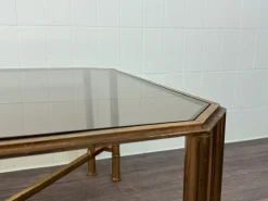 Vintage Hollywood Regency Couchtisch aus Messing & Rauchglas, 1970er