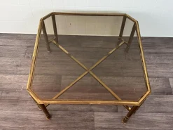 Vintage Hollywood Regency Couchtisch aus Messing & Rauchglas, 1970er