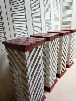 Vintage Holzsäulen, 1950er, 4er Set