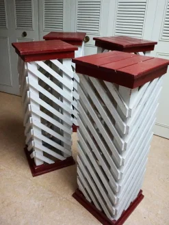Vintage Holzsäulen, 1950er, 4er Set