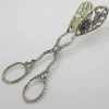 Vintage Italian Handmade Genuine Silver Decorative Sugar Cube Tonges with Rose Flower Motif, 1970s