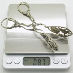 Vintage Italian Handmade Genuine Silver Decorative Sugar Cube Tonges with Rose Flower Motif, 1970s