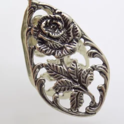 Vintage Italian Handmade Genuine Silver Decorative Sugar Cube Tonges with Rose Flower Motif, 1970s