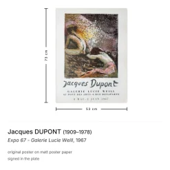 Vintage Jacques Dupont Poster, 1967
