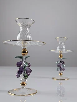 Vintage Kerzenhalter aus Venezianischem Glas & Gold, 1950er, 2er Set