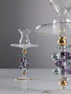 Vintage Kerzenhalter aus Venezianischem Glas & Gold, 1950er, 2er Set