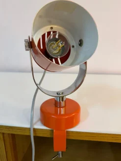 Vintage Klemmlampe aus Chrom in Orange von Stanislav Indra für Lidokov Boskovice