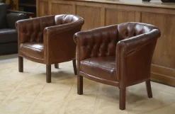 Vintage Klubsessel mit Lederbezug, 1990er, 2er Set