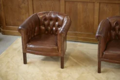 Vintage Klubsessel mit Lederbezug, 1990er, 2er Set