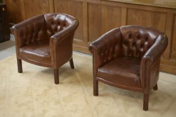 Vintage Klubsessel mit Lederbezug, 1990er, 2er Set