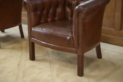 Vintage Klubsessel mit Lederbezug, 1990er, 2er Set