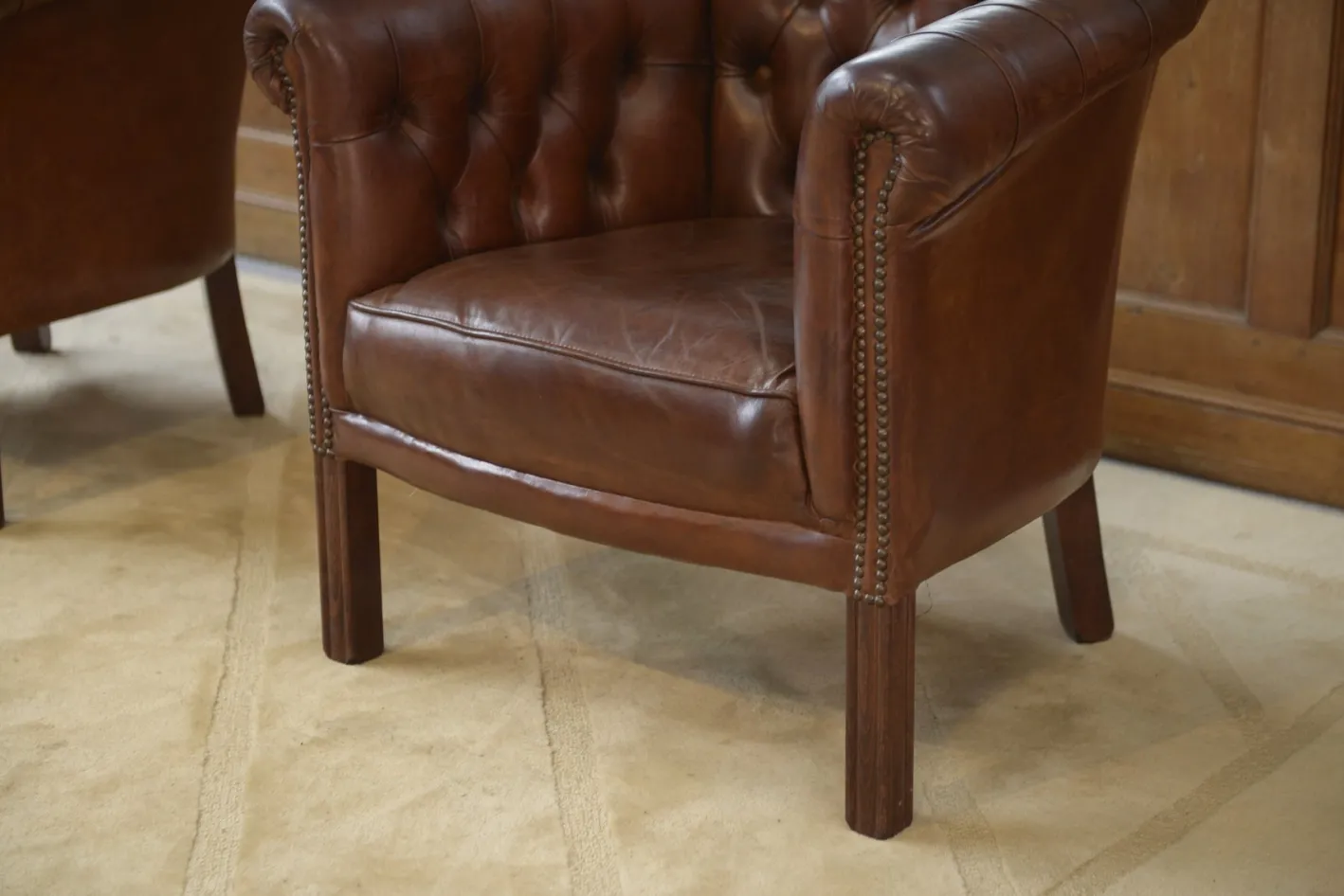 Vintage Klubsessel mit Lederbezug, 1990er, 2er Set