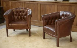 Vintage Klubsessel mit Lederbezug, 1990er, 2er Set