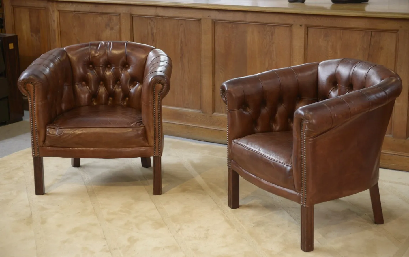 Vintage Klubsessel mit Lederbezug, 1990er, 2er Set