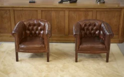Vintage Klubsessel mit Lederbezug, 1990er, 2er Set