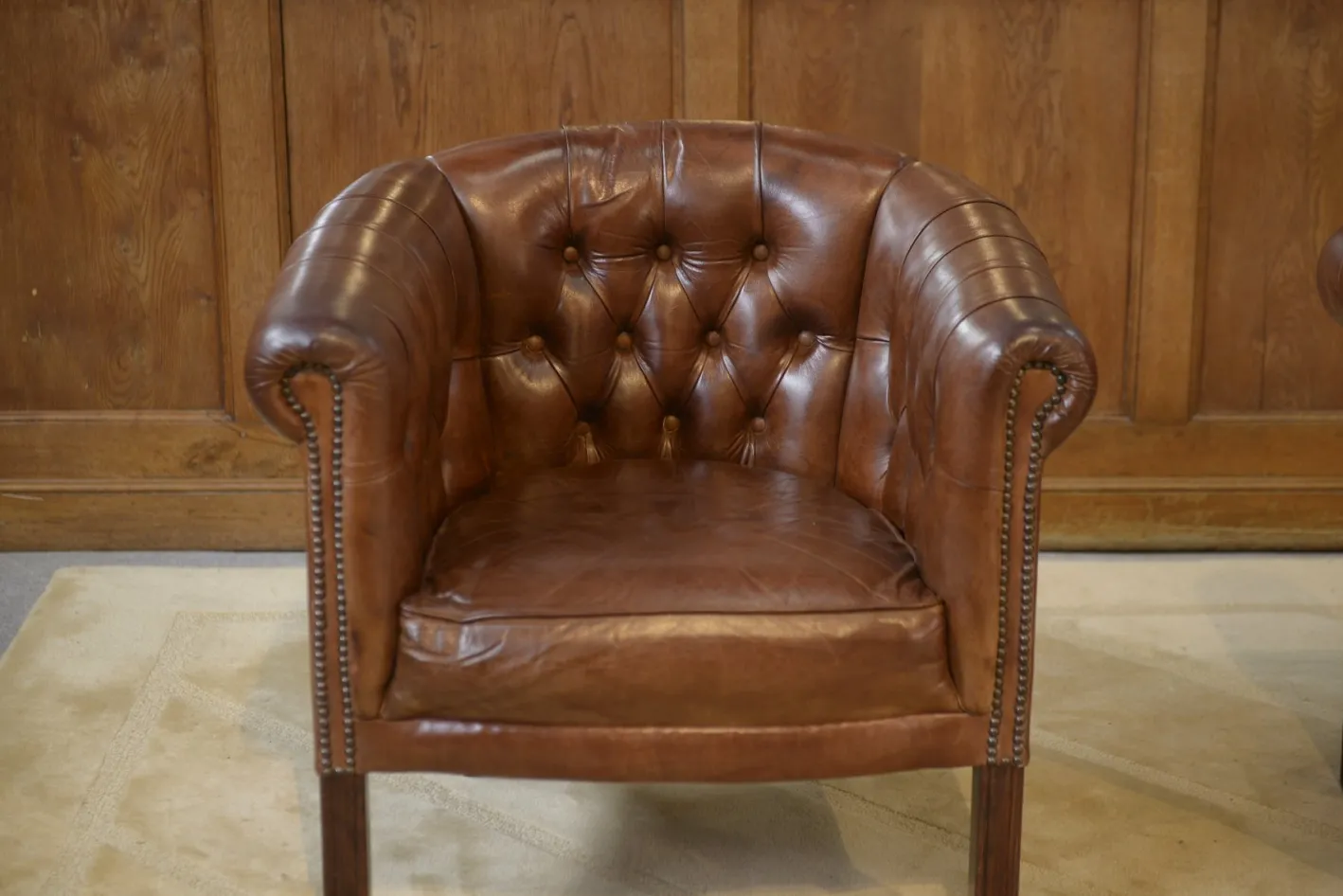 Vintage Klubsessel mit Lederbezug, 1990er, 2er Set