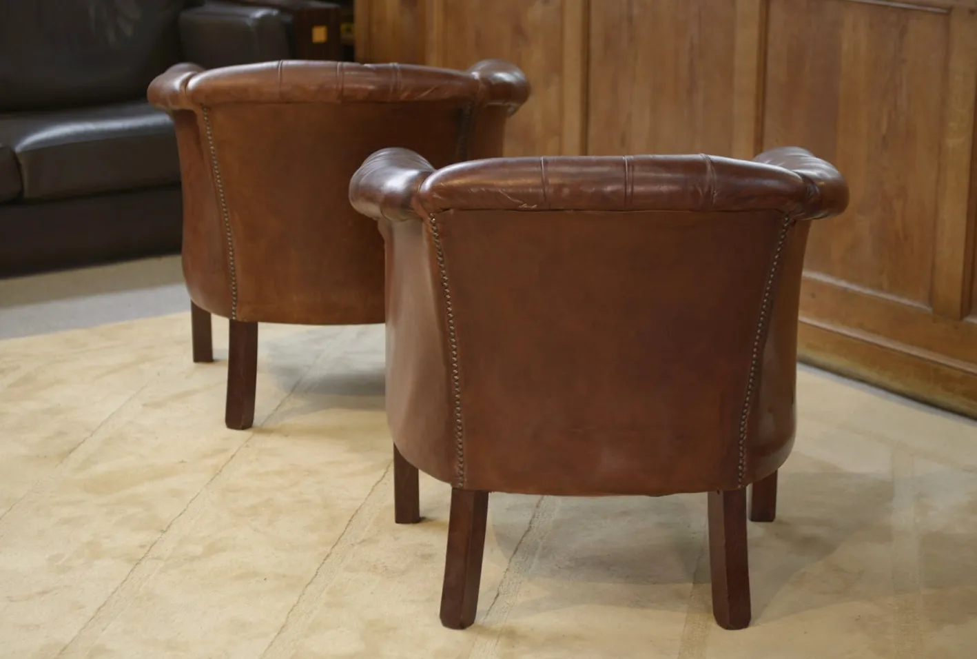 Vintage Klubsessel mit Lederbezug, 1990er, 2er Set