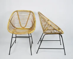 Vintage Korbstühle, 1970er, 2er Set