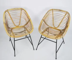 Vintage Korbstühle, 1970er, 2er Set
