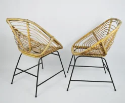 Vintage Korbstühle, 1970er, 2er Set