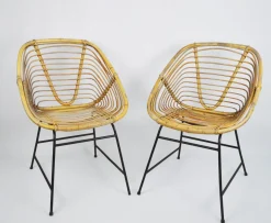 Vintage Korbstühle, 1970er, 2er Set