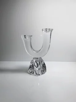 Vintage Kristallglas Kerzenhalter von Jean Daum für Daum, Frankreich, 1960er
