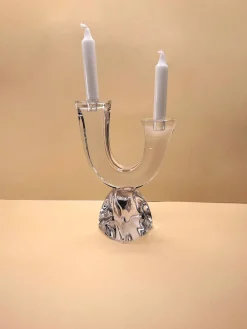 Vintage Kristallglas Kerzenhalter von Jean Daum für Daum, Frankreich, 1960er