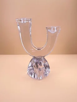 Vintage Kristallglas Kerzenhalter von Jean Daum für Daum, Frankreich, 1960er