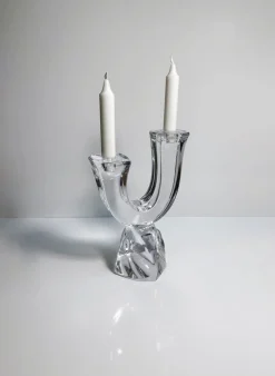 Vintage Kristallglas Kerzenhalter von Jean Daum für Daum, Frankreich, 1960er