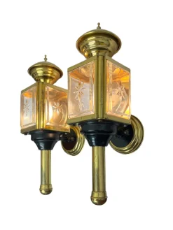 Vintage Kutschenlaterne Wandlampen, 1950er, 2er Set