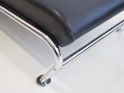 Vintage Liegestuhl aus schwarzem Leder & Stahl von Massimo Iosa Ghini für Moroso
