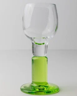 Vintage Limoncello Gläser mit Limettengrünen Stielen von Bormioli, Italien, 1980er, 11er Set
