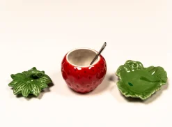 Vintage Majolika Schale mit Erdbeermarmelade, 1970er