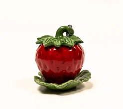 Vintage Majolika Schale mit Erdbeermarmelade, 1970er