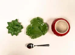Vintage Majolika Schale mit Erdbeermarmelade, 1970er