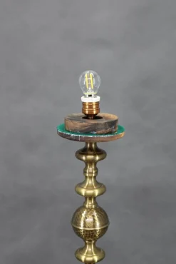 Vintage Messing Stehlampe mit Glasschirm, 1940er