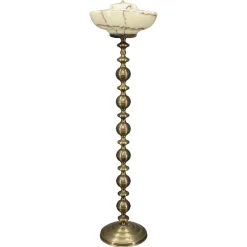 Vintage Messing Stehlampe mit Glasschirm, 1940er
