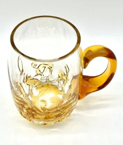 Vintage Mundgeblasener Bernstein Glas Bierkrug, Skandinavien, 1960er