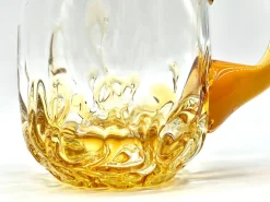 Vintage Mundgeblasener Bernstein Glas Bierkrug, Skandinavien, 1960er