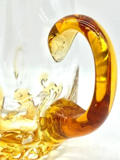 Vintage Mundgeblasener Bernstein Glas Bierkrug, Skandinavien, 1960er