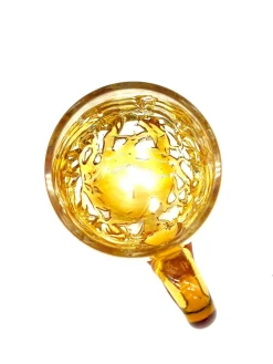 Vintage Mundgeblasener Bernstein Glas Bierkrug, Skandinavien, 1960er