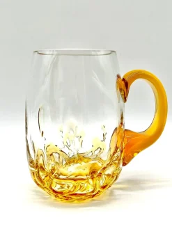 Vintage Mundgeblasener Bernstein Glas Bierkrug, Skandinavien, 1960er