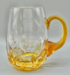 Vintage Mundgeblasener Bernstein Glas Bierkrug, Skandinavien, 1960er