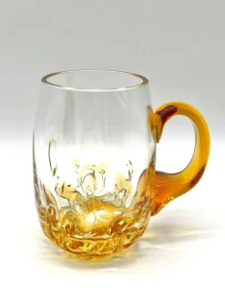 Vintage Mundgeblasener Bernstein Glas Bierkrug, Skandinavien, 1960er