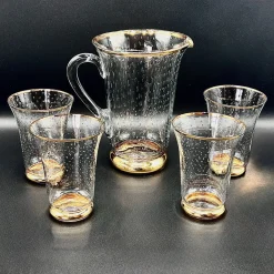 Vintage Murano Glas Limonade Set mit Bullicante Technik & Gold Verzierungen, 1950er, 5 . Set