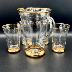 Vintage Murano Glas Limonade Set mit Bullicante Technik & Gold Verzierungen, 1950er, 5 . Set
