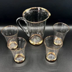 Vintage Murano Glas Limonade Set mit Bullicante Technik & Gold Verzierungen, 1950er, 5 . Set