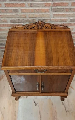 Vintage Nachttisch aus Bronze & Holz, 1966