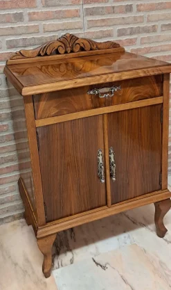 Vintage Nachttisch aus Bronze & Holz, 1966